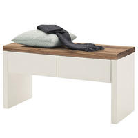 GARDEROBENBANK - Eiche / Matt Weiß - Weiß, Holz/Holzwerkstoff (91/48/38cm) - home24
