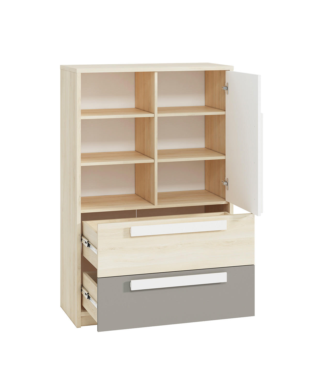 HIGHBOARD Drop Fjord Buche / weiß / grau - Multicolor/Braun, Holz/Holzwerkstoff (92/140/40cm) - Feldmann-Wohnen