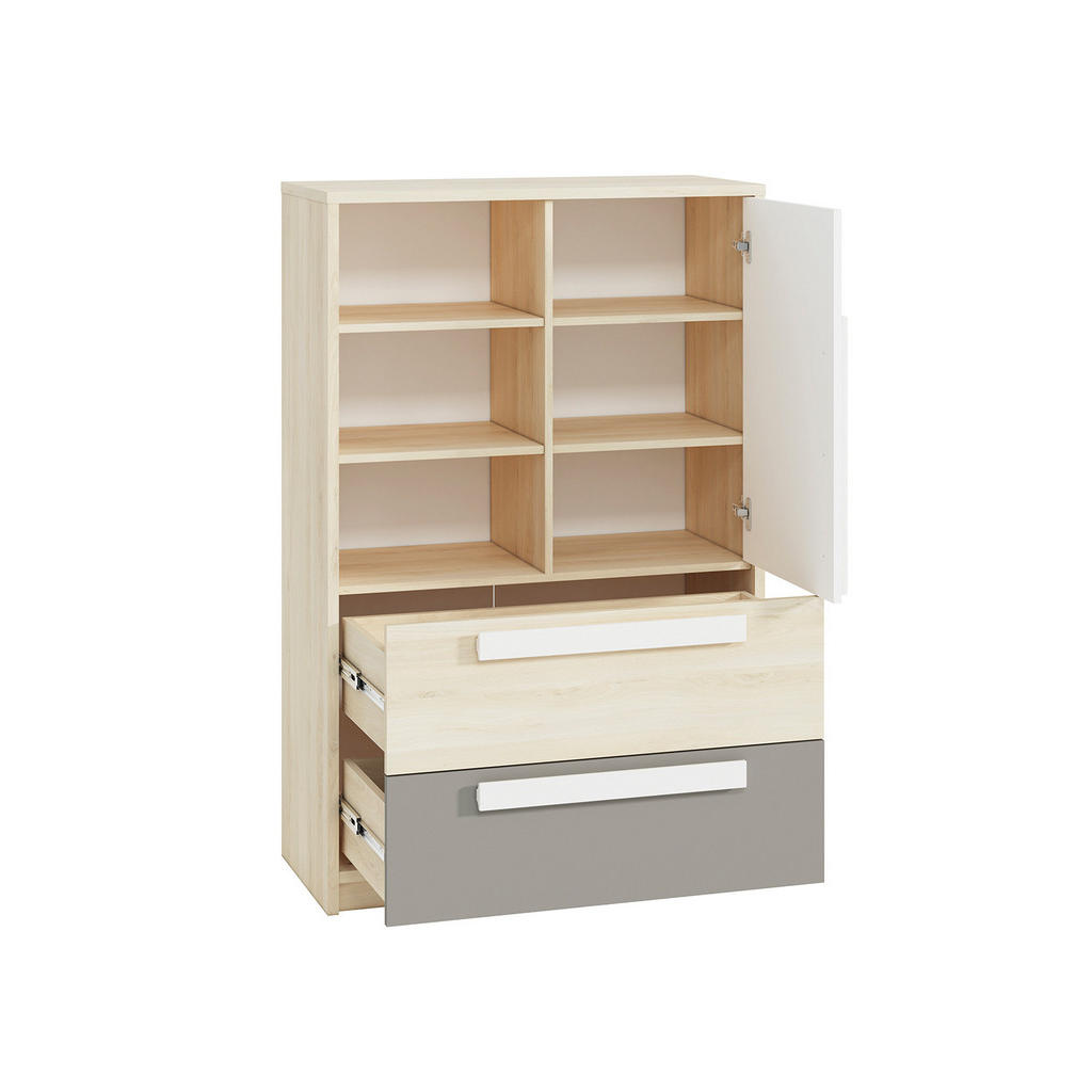 Thumbnail - Feldmann-Wohnen Highboard, Braun, Holz, 4 Fächer, 2 Schubladen, Rechteckig, 92x140x40 cm, Wohnzimmer, Kommoden & Sideboa...