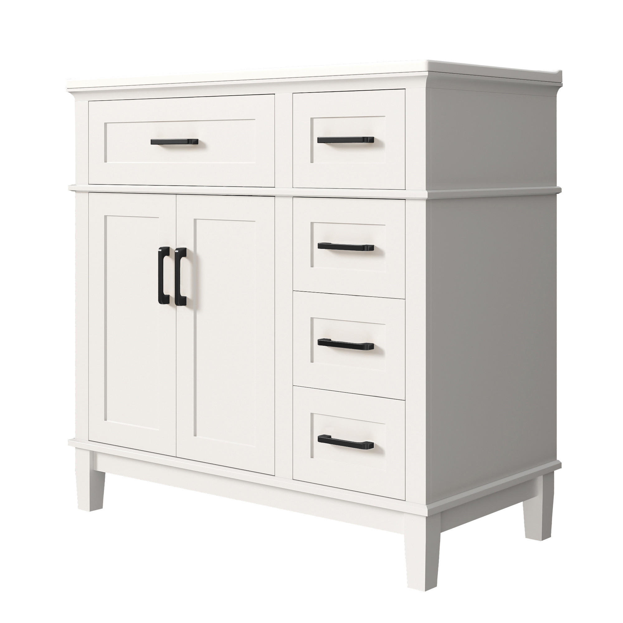 WASCHTISCHKOMBI 90x46x87 cm Weiß aus Keramik & Spanplatte mit geräuschlosen Schubladen - Weiß, Holzwerkstoff (90/87/46cm) - Modfu