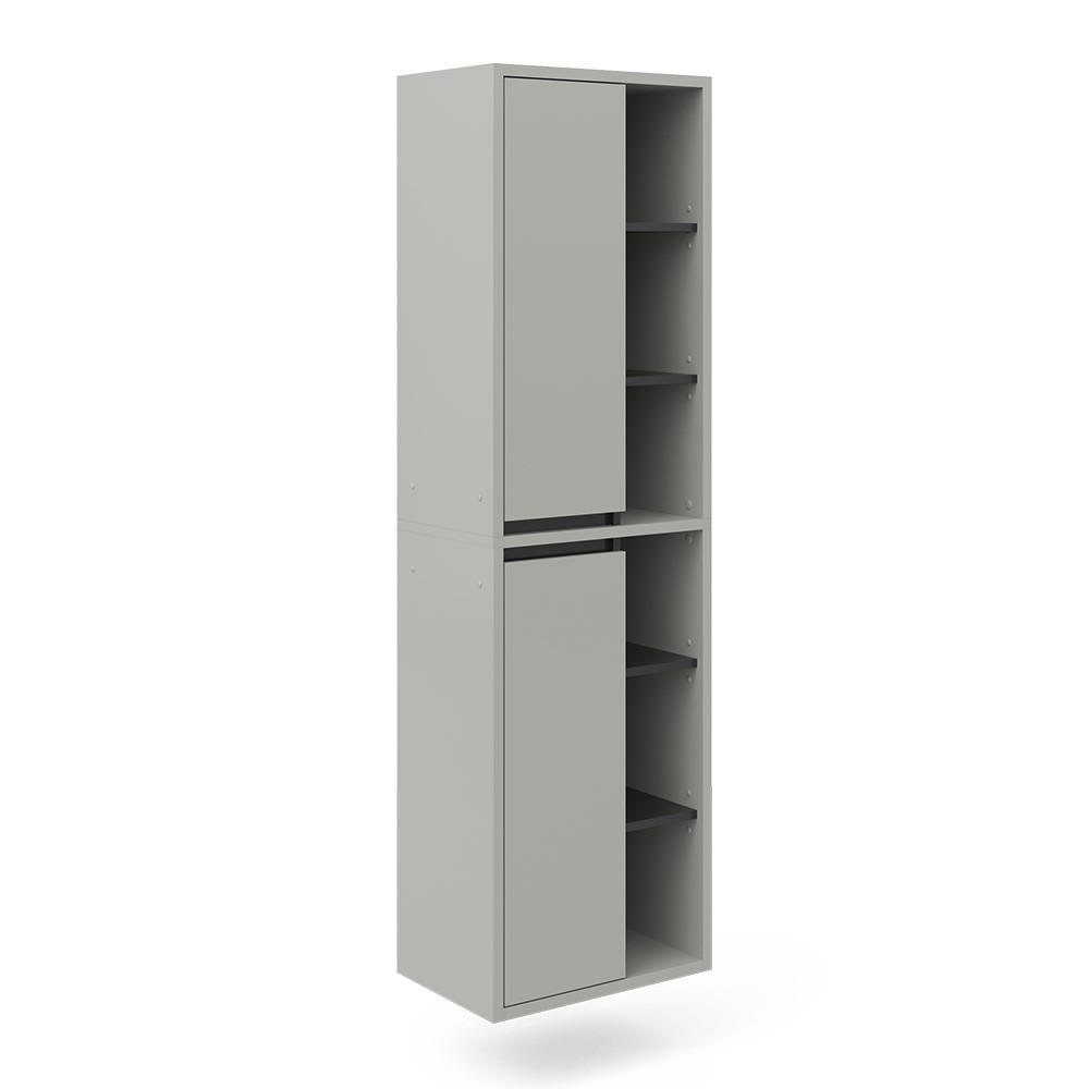 BADSCHRANK Viola Grau 50 x 170 cm mit Türen, und offenen Fächern - Anthrazit/Grau, Holzwerkstoff (50/170/33cm) - Vicco