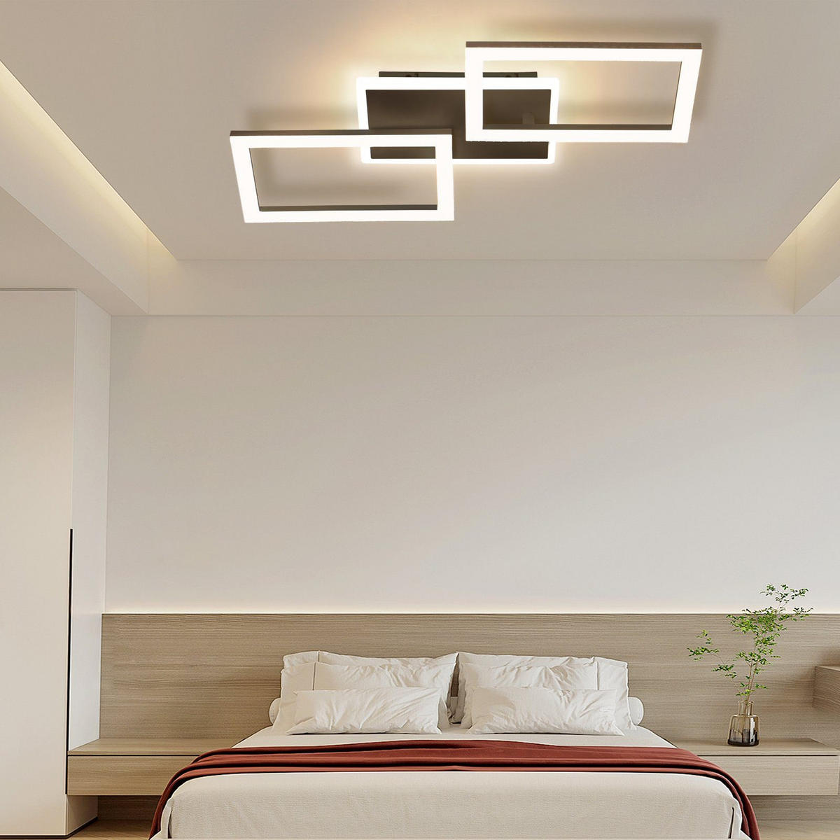 LED-DECKENLEUCHTE Barbara 55/35/4 cm - Schwarz, Metall (55/35/4cm) - Nettlife