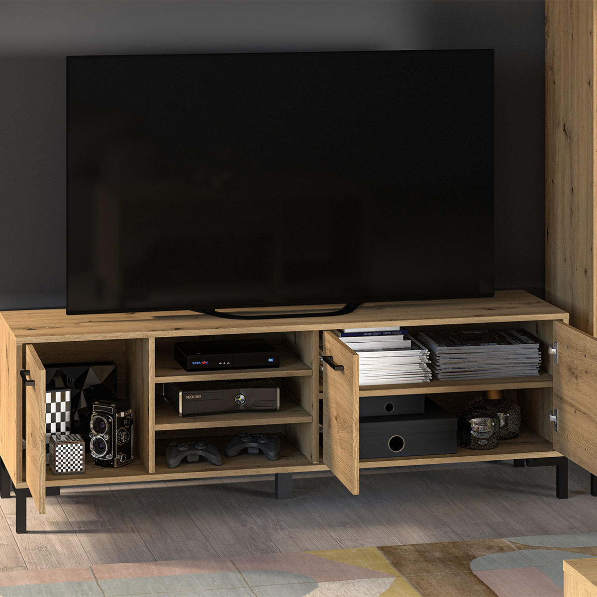 TV-MÖBEL Liora Holz - Braun, Holzwerkstoff (155/52/40cm) - Petits-meubles