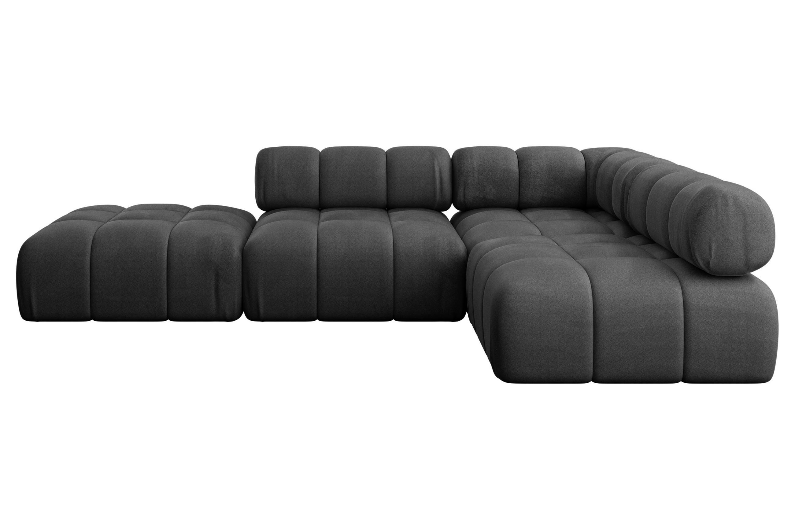 ECKSOFA modulares Sofa Favio-L1 - 285x190x70 cm Schwarz Velours - Schwarz, Holzwerkstoff/Textil (285/190cm) - ALTDECOR