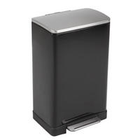 MÜLLEIMER Stilvoller Rechteckiger Mit Extra Breitem Pedal 40 Liter 65 x 40,3 x 34,5 cm Schwarz Deckel Edelstahl - Schwarz, Metall (40.3/65/34.5cm) - PROREGAL