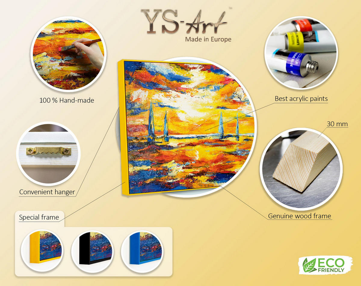 GEMÄLDE Meer Mirage Schattenfugenrahmen Gelb 160x80 cm - Gelb, Holz (160/80cm) - YS-art gallery
