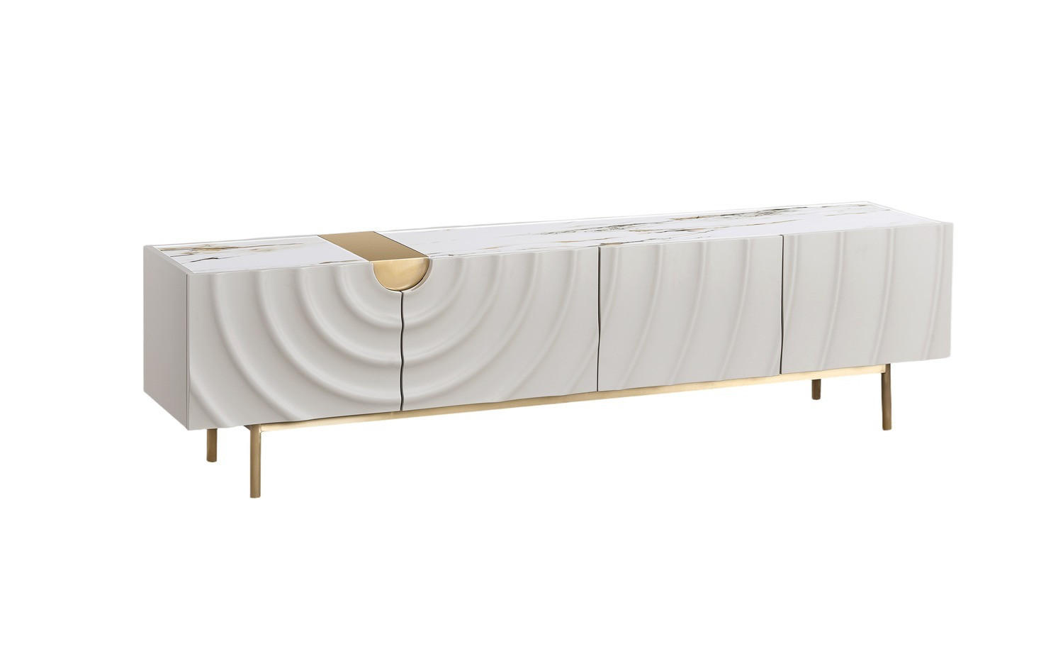 LOWBOARD FREEDA Weiß Holz - Goldfarben/Weiß, Holz/Metall (160/200cm) - KAWOLA