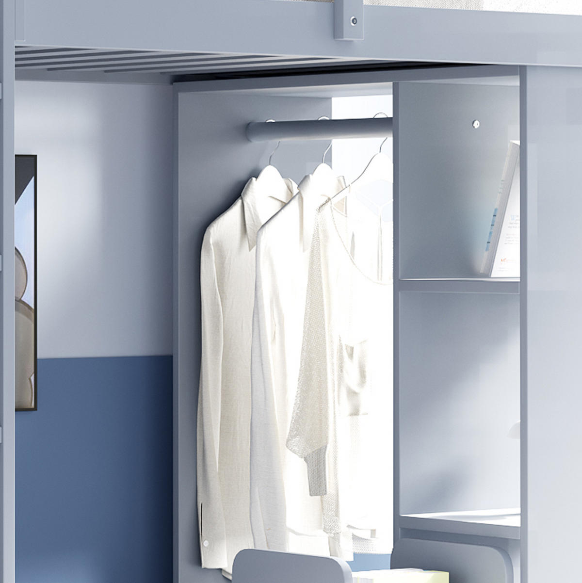 PATROVÁ postel 90/200 cm šedá s úložným prostorem a odnímatelným vozíkem - šedá, dřevo (90/200cm) - OKWISH