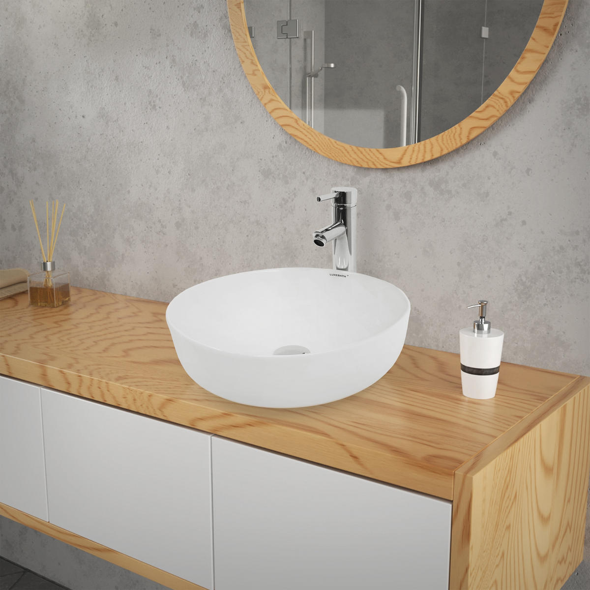 WASCHBECKEN - Weiß, Keramik (40/13.5/40cm) - LuxeBath