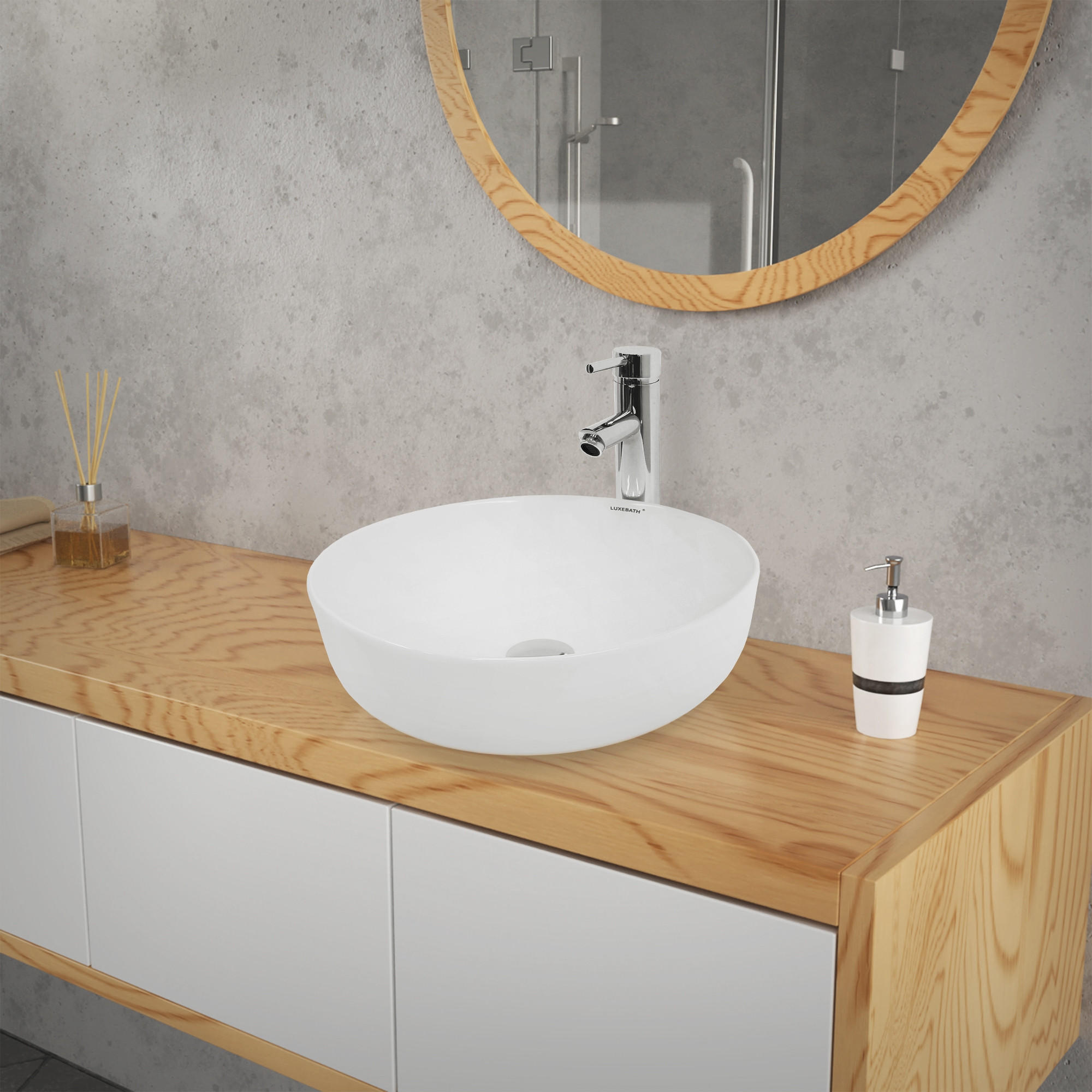 Thumbnail - LuxeBath Waschbecken, Weiß, Keramik, 40x13.5x40 cm, Badezimmer, Waschbecken & Armaturen, Waschbecken