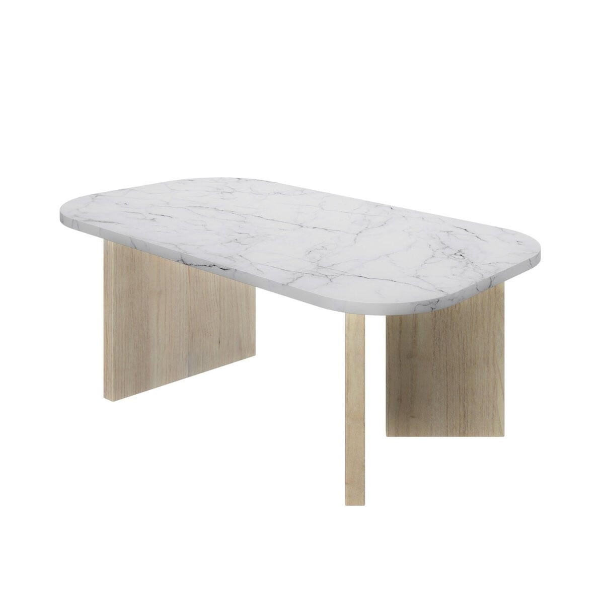 COUCHTISCH H39 cm – QUARTZ - Eichefarben/Weiß, Holzwerkstoff (105/57.7/38.2cm) - Calicosy