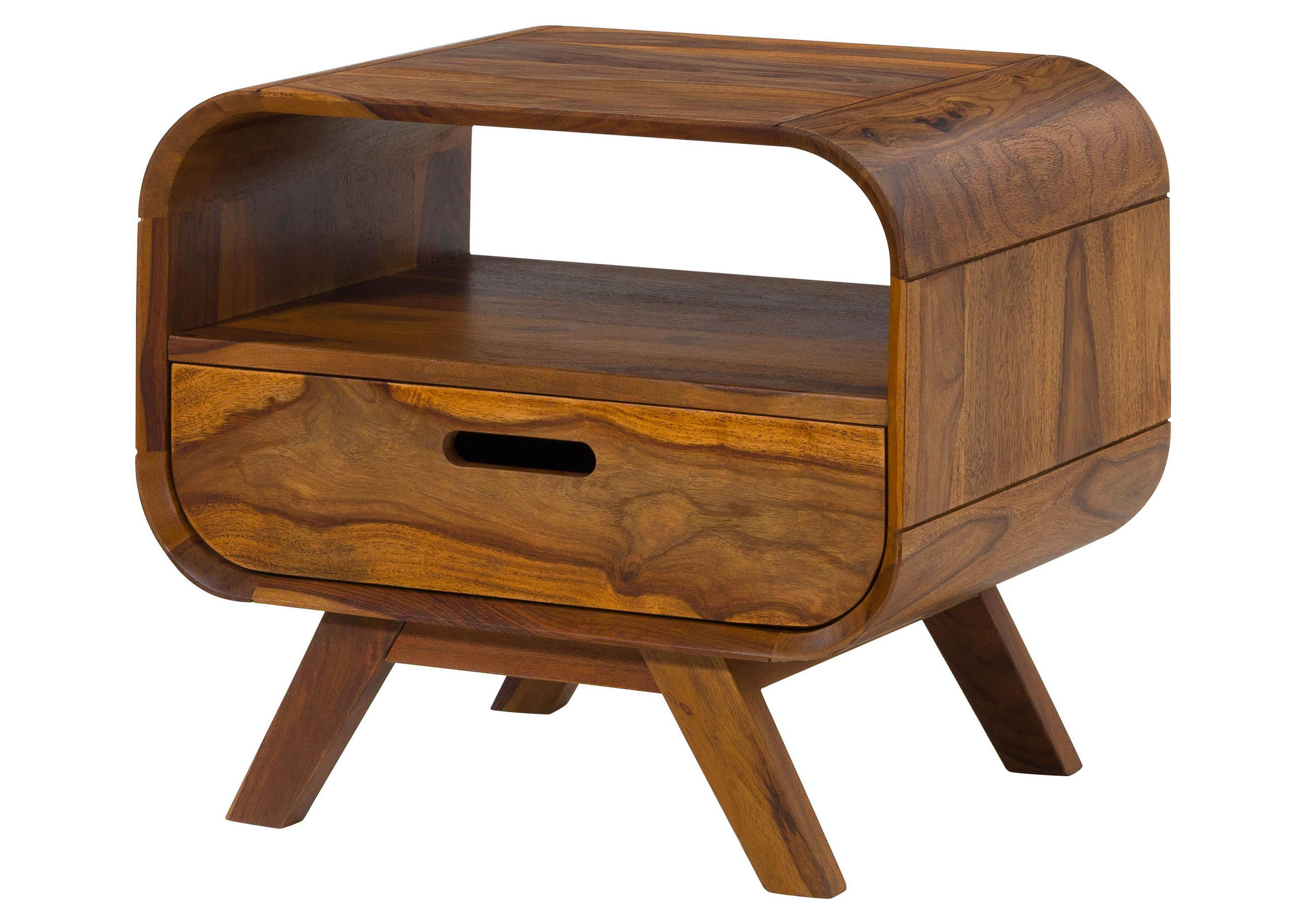 NACHTTISCH Sheesham 50x40x43 hellbraun lackiert MAILAND #142 - Braun, Holz (50/43/40cm) - Massivmoebel24