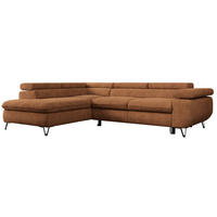 ECKSOFA PEDRO L Orange Struktur - Links Seite - Schwarz/Orange, Textil/Metall (208/273cm) - MKS