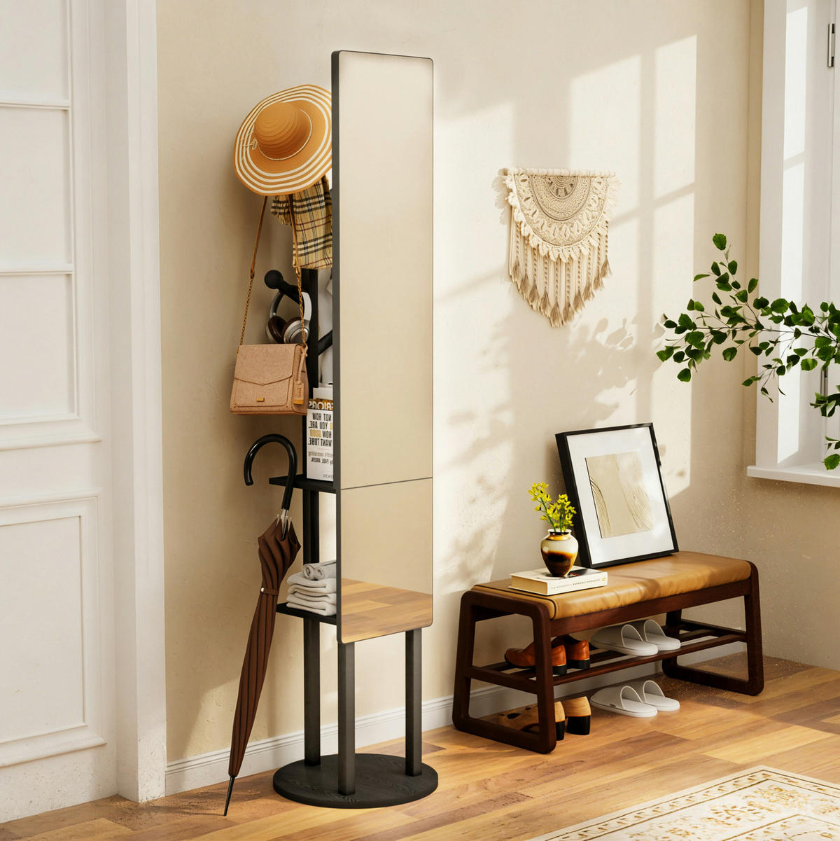 KLEIDERSTÄNDER 135/30 cm Schwarz aus Holzwerkstoff und Stahl drehbar - Schwarz, Holzwerkstoff (40/174/40cm) - OKMYHOME