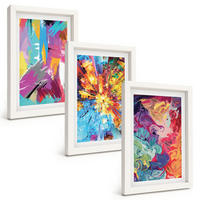 BILDER SET 3er Set - 20x30 cm Weißer Rahmen - Bunte abstrakte Farbmuster - Weiß, Kunststoff (20/30cm) - TULUP