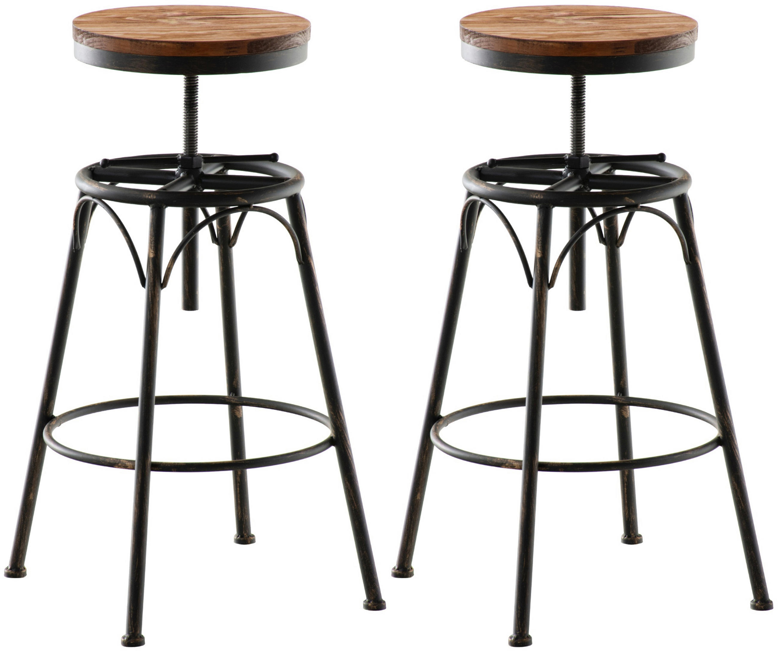 BARHOCKER 2er Set Bean bronze - Braun, Holz/Metall (42/90/42cm) - TPFLiving