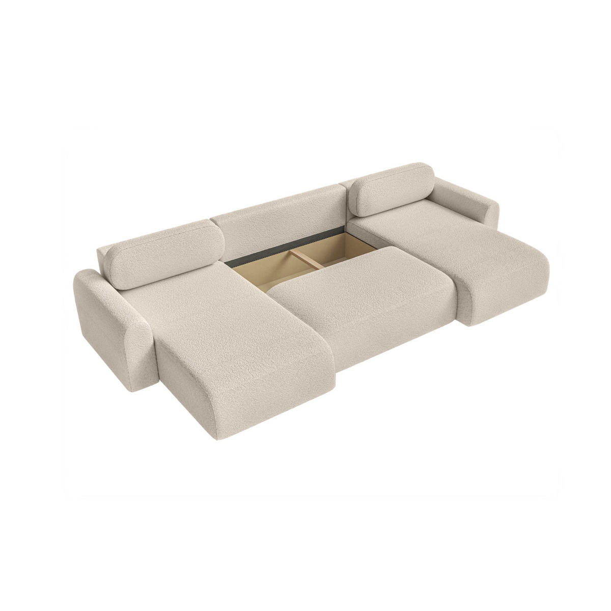 WOHNLANDSCHAFT Lome U mit Schlaffunktion, Beige - Beige, Textil (386/70/185cm) - Fedve