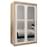 SCHWEBETÜRENSCHRANK 200/120/62 2-türig - Silberfarben/Weiß, Holz/Kunststoff (120/200/62cm) - Abiks Möbel