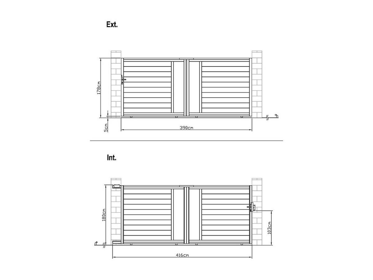 GARTENTOR Schiebetor - 416 x 180 cm - Aluminium - Halbvoll mit Muster - Anthrazit - GREGOR - Anthrazit, Metall (390/178cm) - Vente-Unique
