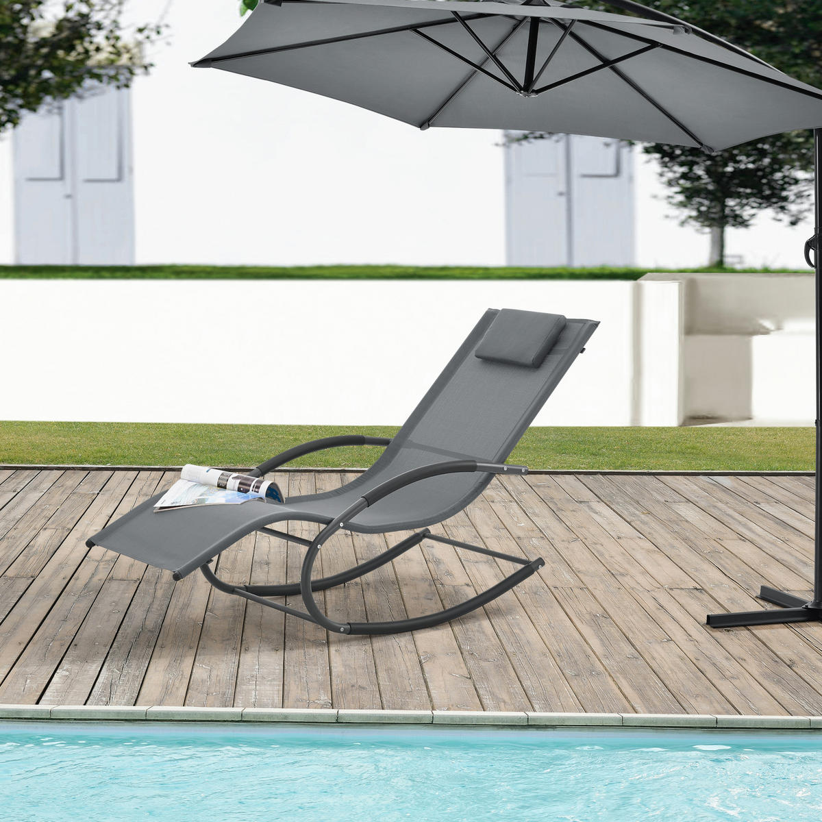 SCHAUKELLIEGE Tarent - Dunkelgrau, Metall (174/88/63cm) - [en.casa]
