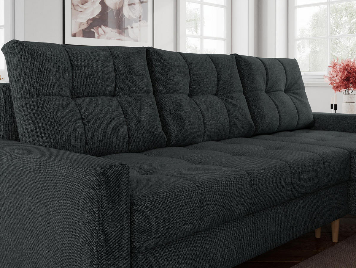 ECKSOFA Colin Struktur Dunkelgrau - Dunkelgrau/Braun, Holz/Textil (220/140cm) - MKS