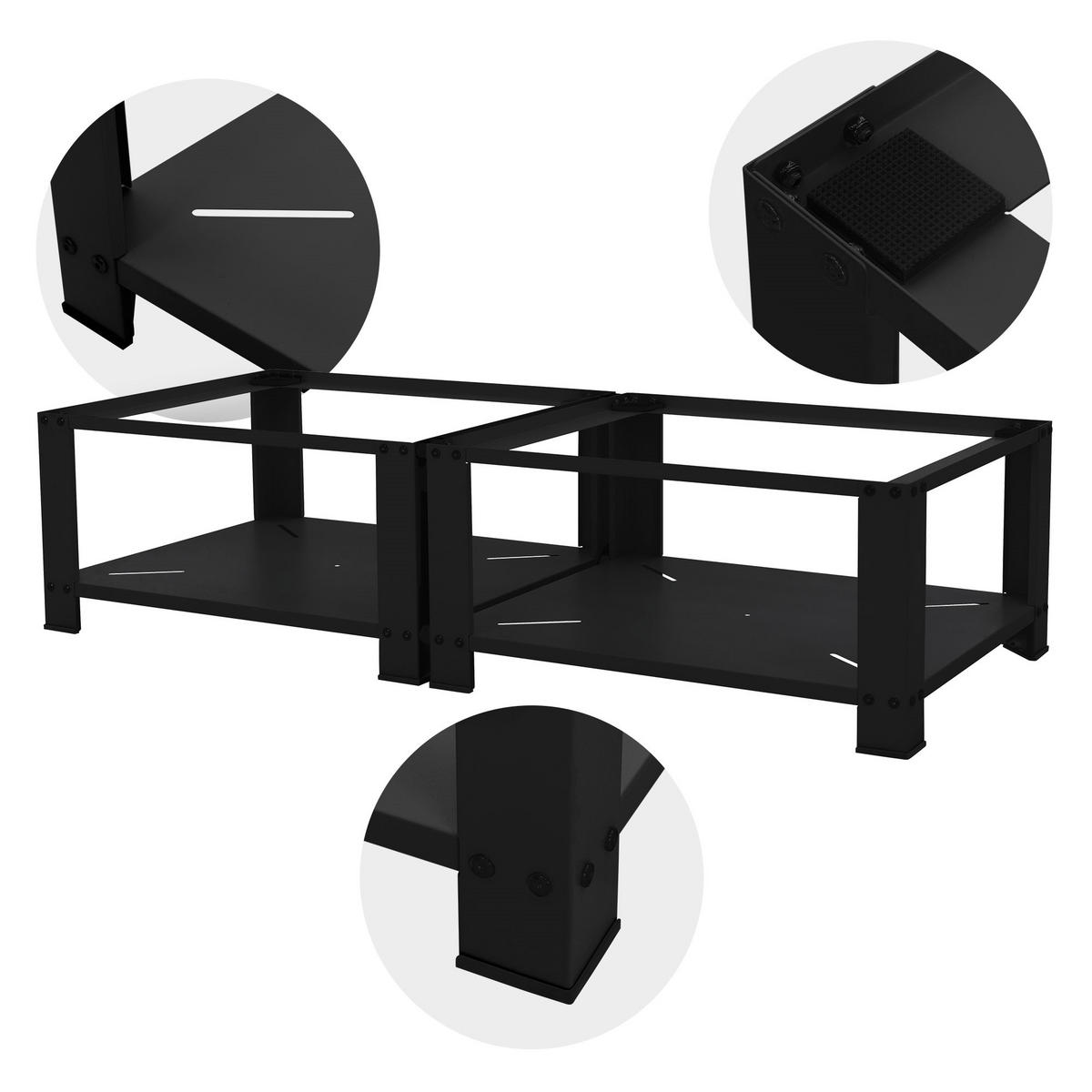 DVOJITÝ PODSTAVEC PRO PRAČKY 2 police černý 128x54 cm z oceli - černá, kov (128/32/54cm) - ML-DESIGN