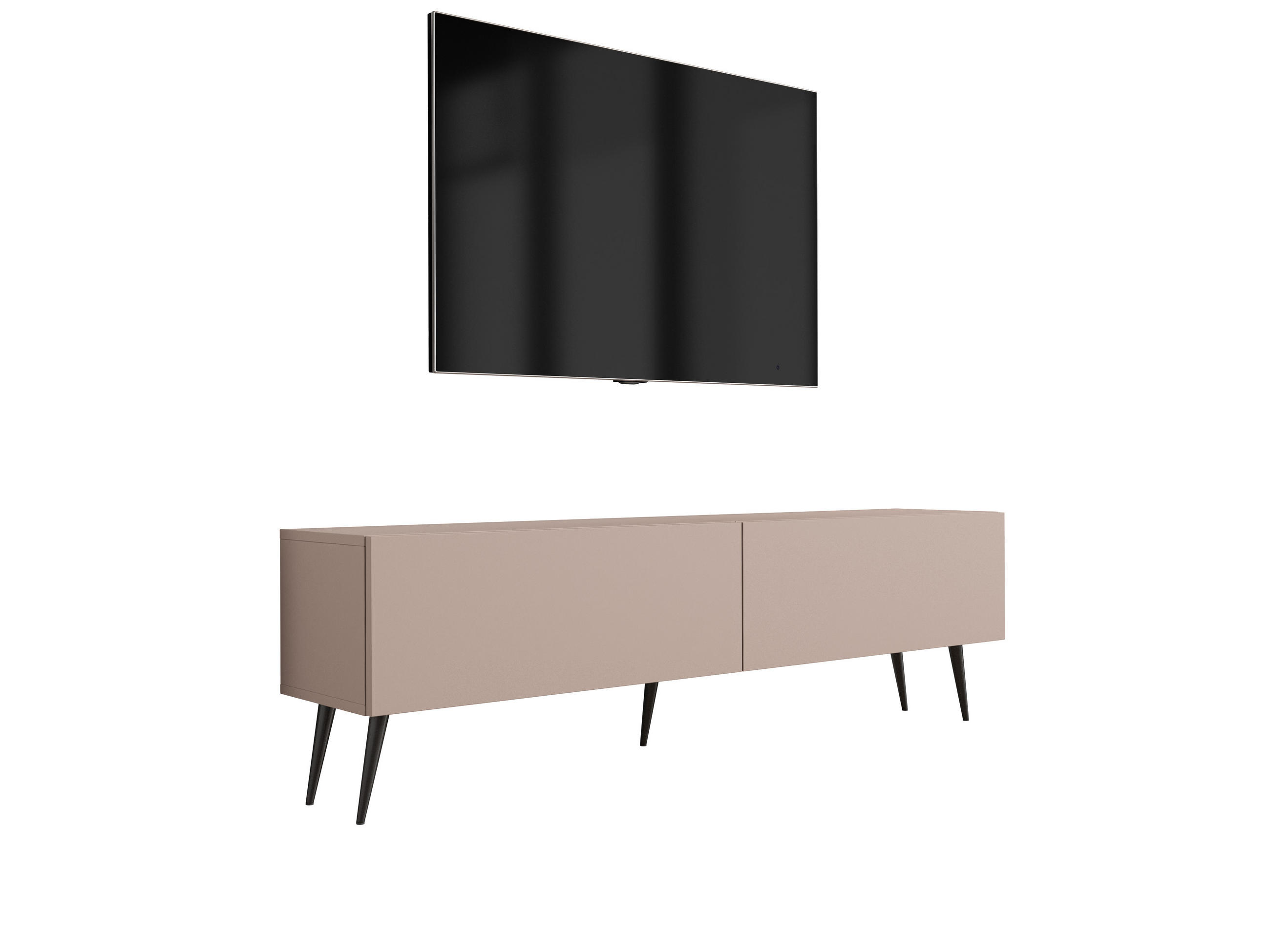 TV-SCHRANK : Karamellbraun, 140 x 52 x 32 cm, schwarze Beine - Schwarz/Braun, Holzwerkstoff/Metall (140/52/32cm) - 3XE LIVING
