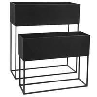 BLUMENSTÄNDER Tino Metall 2er-Set - Schwarz, Metall (46/17.5/51cm)