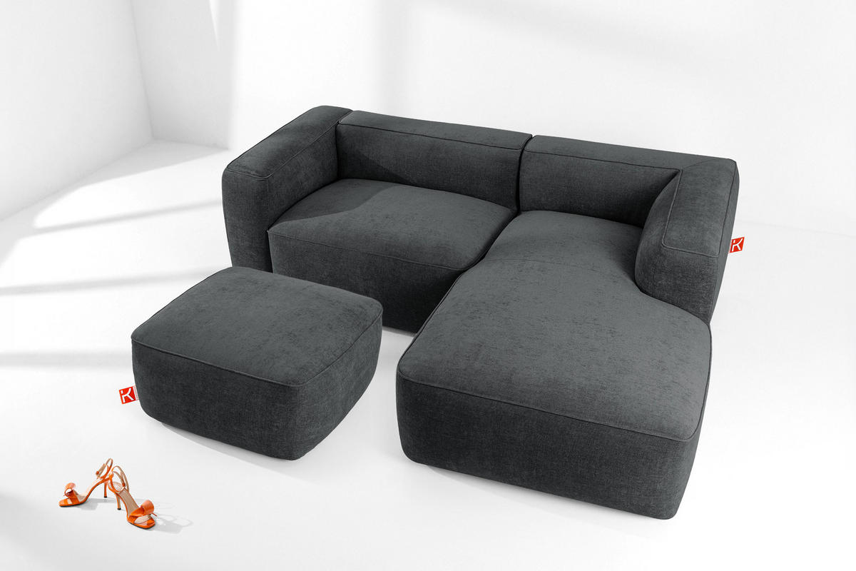 SITZHOCKER FUBBO, Anthrazit - Anthrazit, Holz/Holzwerkstoff (80/44/80cm) - KONSIMO®
