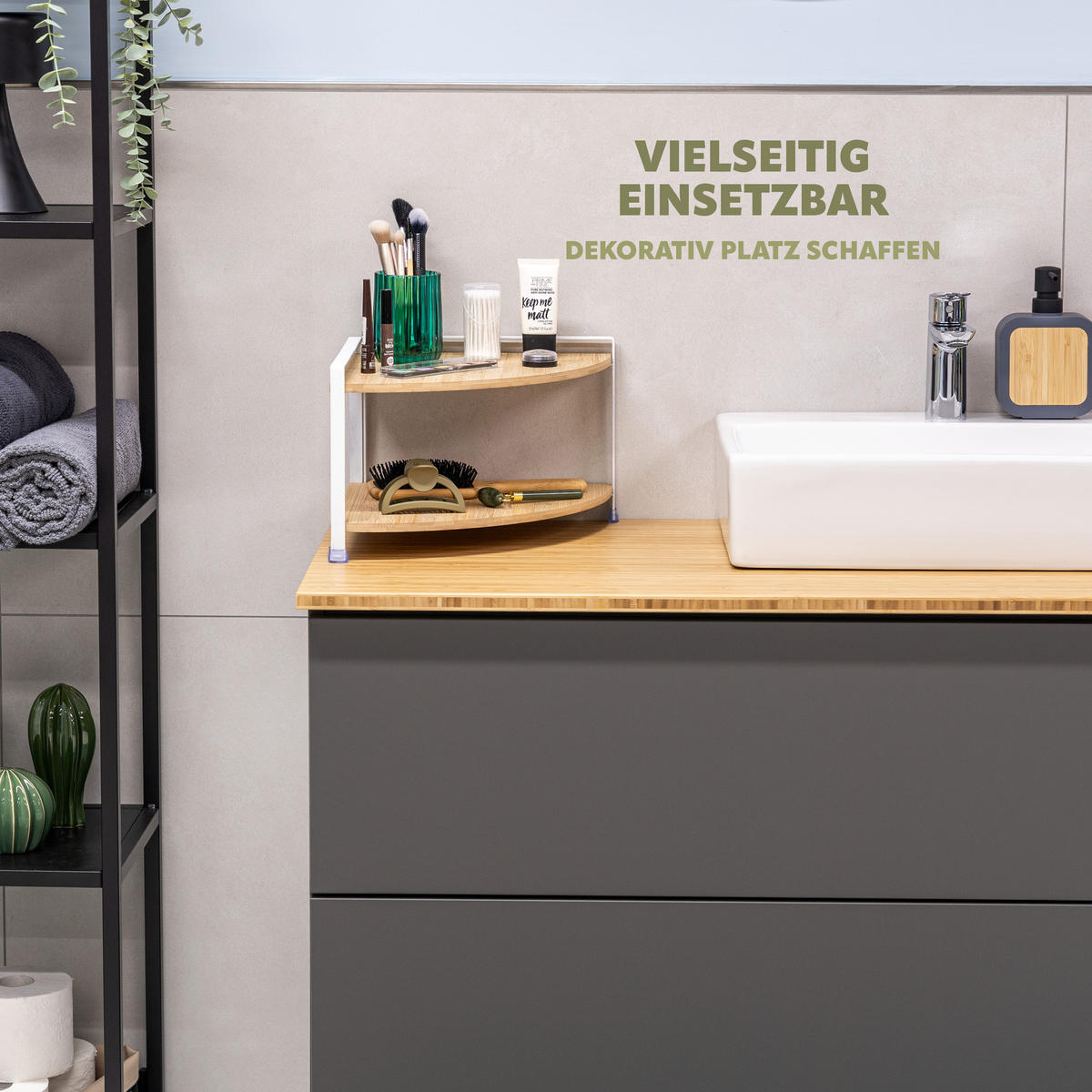 GEWÜRZ-ECKREGAL Bambus/Metall weiß - Weiß, Holz (30/21/30cm) - eluno