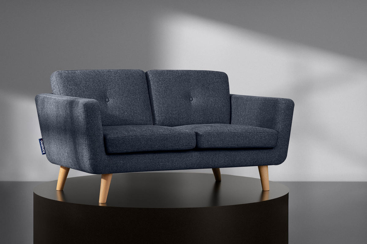 2-SITZER-SOFA TAGIO II mit Armlehnen, Marineblau - Dunkelblau, Textil (88/80/153cm) - KONSIMO®