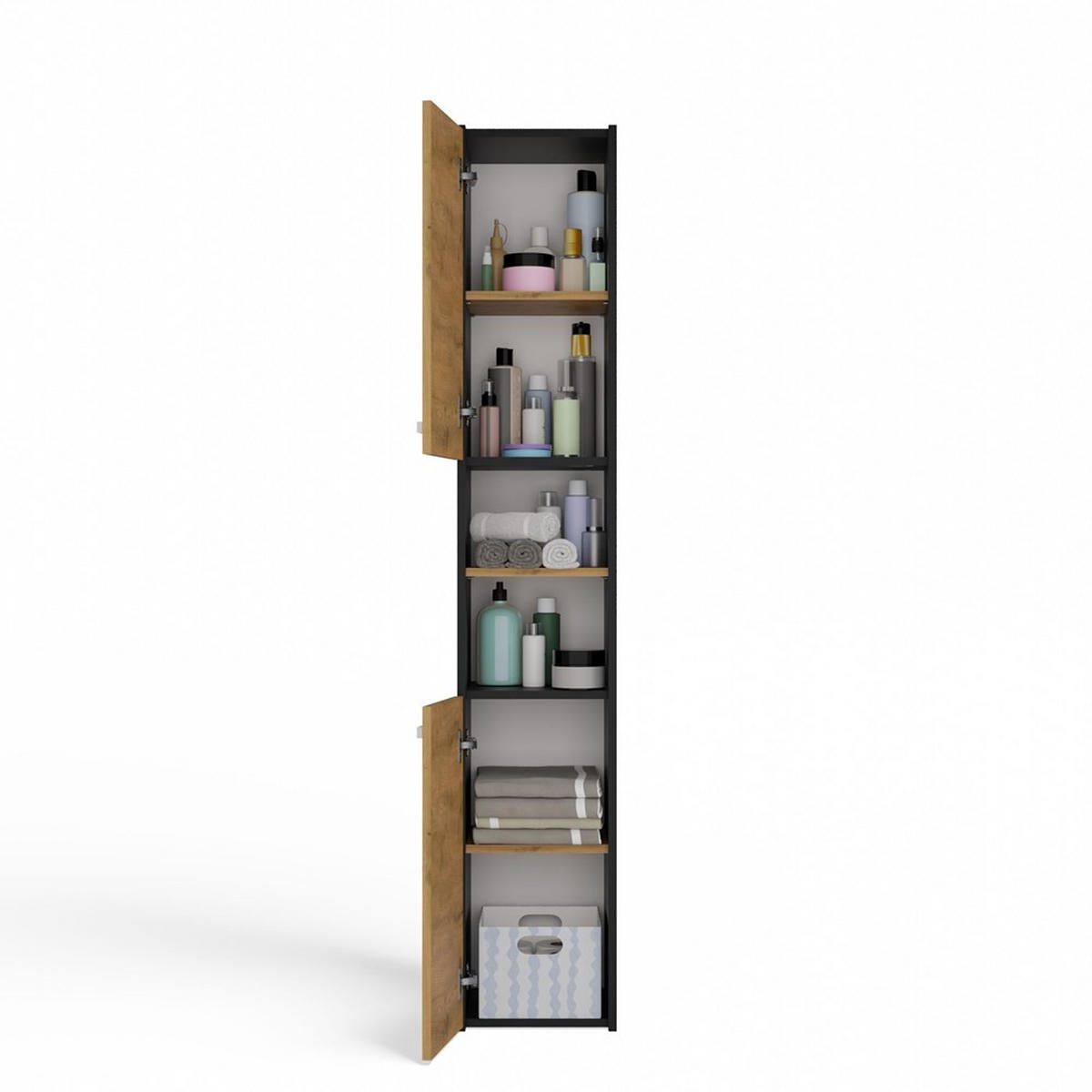 SKRIŇA kúpeľňová - antracitová, kompozitné drevo (30/170/30cm) - RAUMHIRSCH FURNITURE