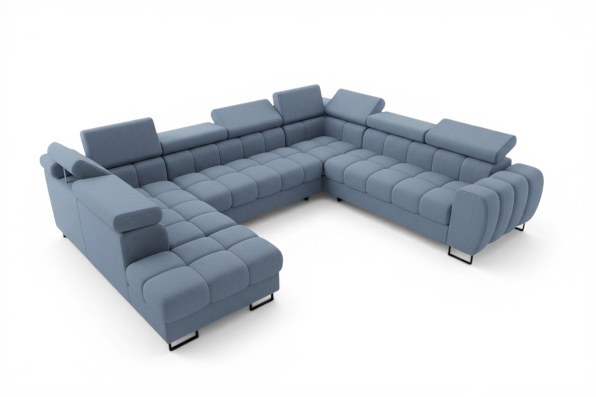 WOHNLANDSCHAFT Bastien Xl - Blau, Holzwerkstoff/Textil (265/95/350cm) - Fun Möbel