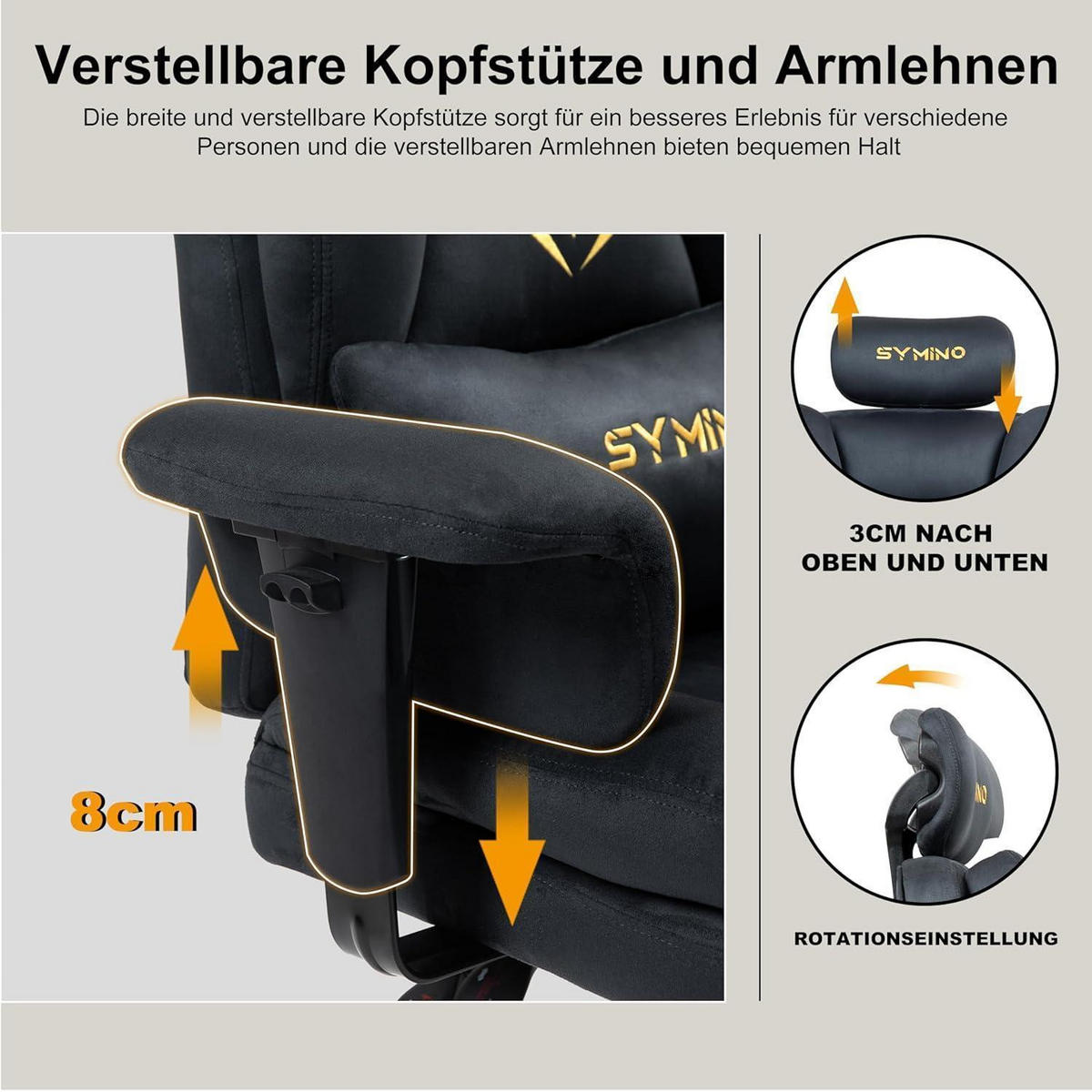 GAMING Stuhl mit Fußstütze Wildlederimitat Grau - Grau, Kunststoff (57/124/54cm)