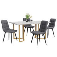 ESSGRUPPE Esstisch 4 Stühle MDF Weiß Grau 140x80cm - Weiß, Holzwerkstoff (140/75/80cm) - FLIEKS