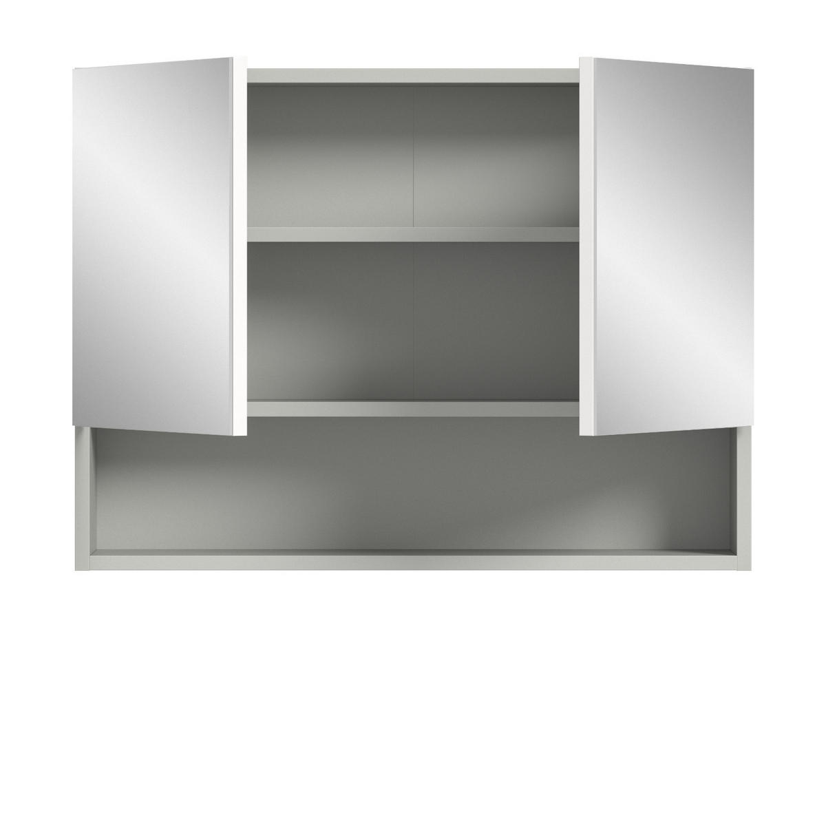 SPIEGELSCHRANK grau 74 cm, Badschrank 2-türig mit Soft-Close - Grau, Glas/Holzwerkstoff (74/55/17cm) - Inn.Furn