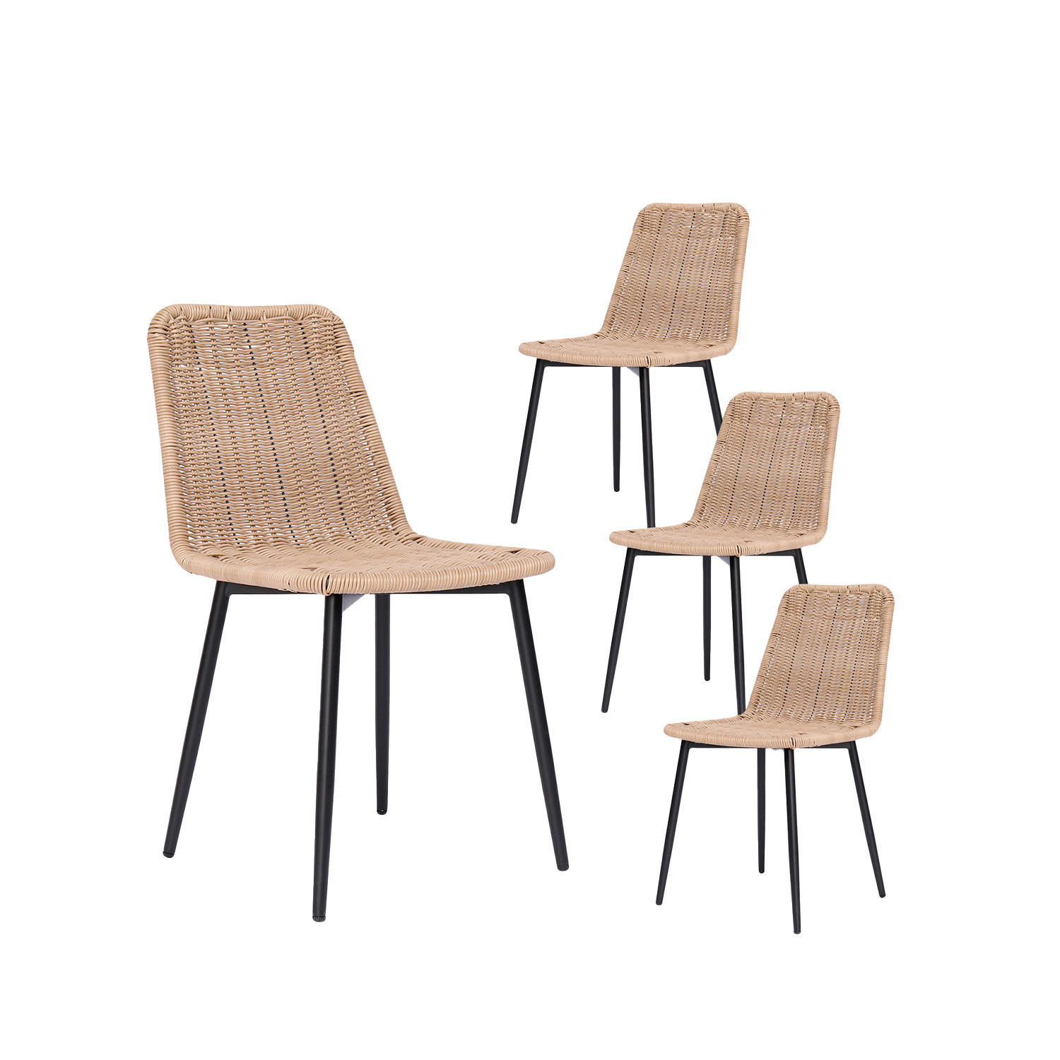 GARTENSTUHL Noah Natürlich 45 cm x 84 cm 4er-Set - Naturfarben, Kunststoff (45/84/56cm) - Klast Home