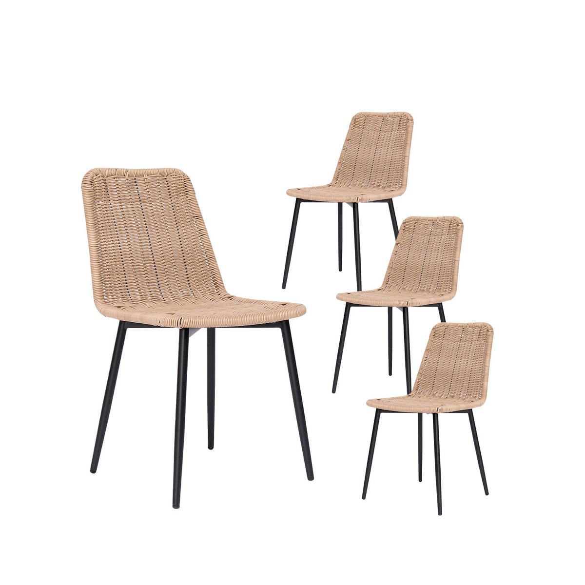 GARTENSTUHL Noah Natürlich 45 cm x 84 cm 4er-Set - Naturfarben, Kunststoff (45/84/56cm) - Klast Home