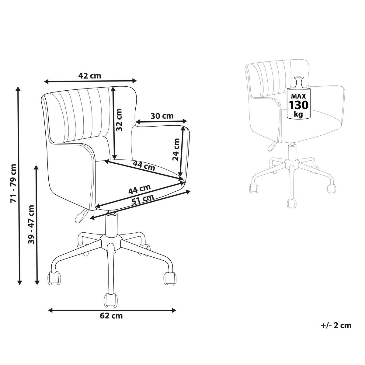 BÜROSTUHL Samtstoff Beige Sanilac - Beige, Textil/Metall (62/79/62cm) - Beliani