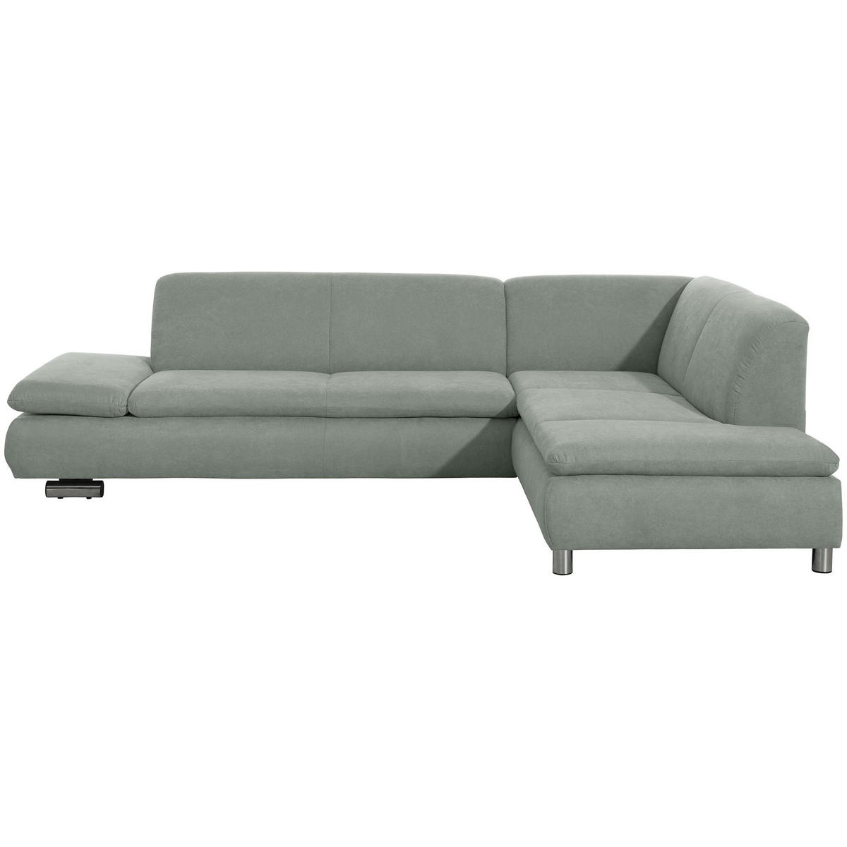 ECKSOFA mit Ottomane rechts Kaye Flachgewebe hellgrün - Hellgrün, Kunststoff (190/270cm) - 58aufmkessel