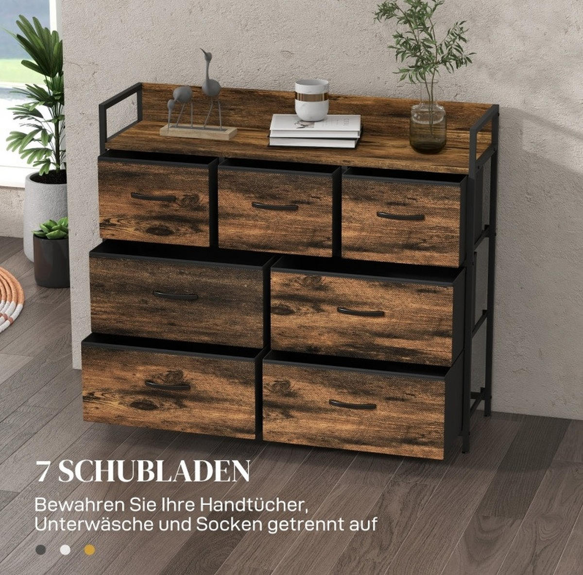 KOMMODE 98/85/29 cm Braun aus Polyester mit 7 Schubladen - Braun, Holzwerkstoff (29/85/98cm) - OKMYHOME