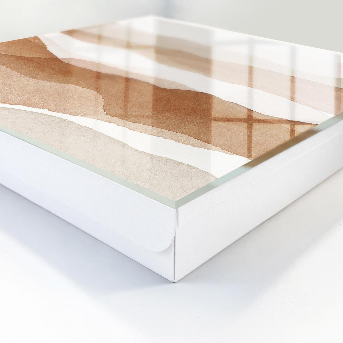 SCHLÜSSELBOX Weiß 30x30 cm – Türöffnung nach rechts - Pastellwellen - Beige, Metall (30/30/5cm) - TULUP