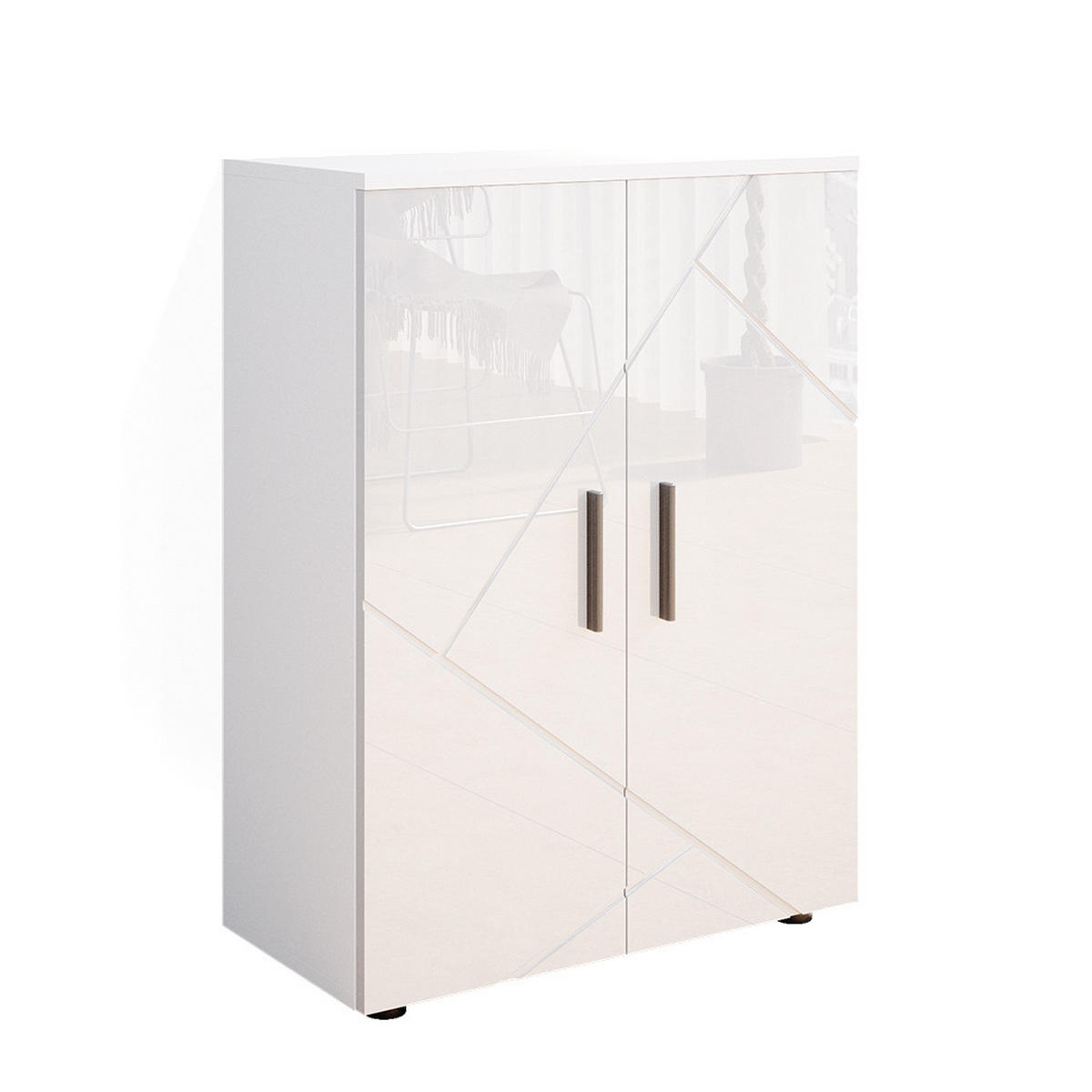 MIDISCHRANK Irma Weiß Hochglanz 60 x 81 cm - Weiß Hochglanz, Holzwerkstoff (60/81/30cm) - Vicco