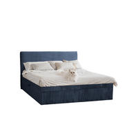 BOXBETT Bettkasten Und Topper TRENTO Ohne Bein Stoff Plüsch Cord 160x200 cm Dunkelblau H3-Bonell - Dunkelblau, Holz/Textil (160/200cm) - Kaiser Möbel