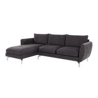 ECKSOFA Elou Graphit Microfaser - Chromfarben/Graphitfarben, Holz/Textil (261/167cm) - S-Style Möbel