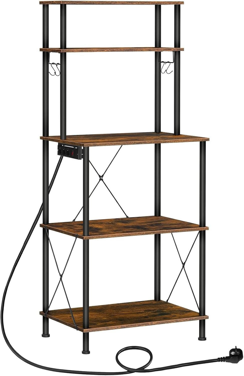 MIKROWELLENSTÄNDER Braun mit Steckdosenleiste - Braun, Holzwerkstoff (60/154/40cm) - Hoobro