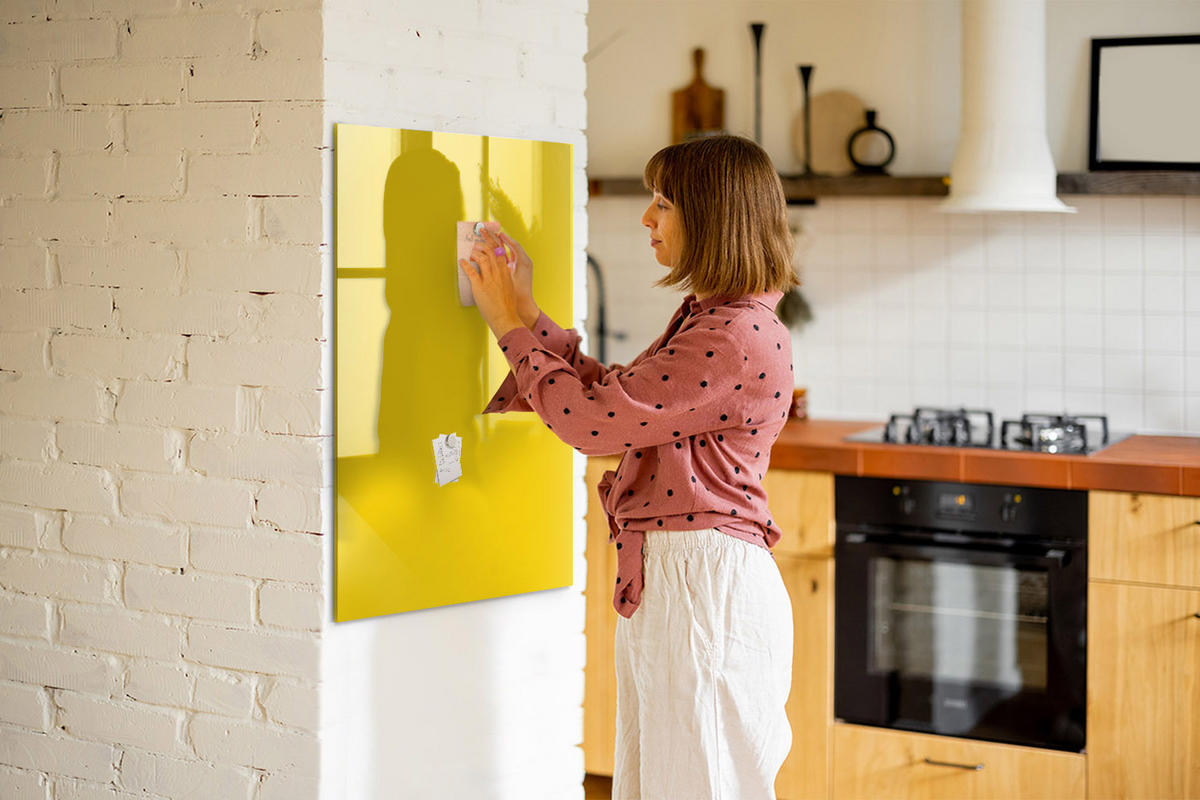 MAGNETTAFEL 70x100 Gelb schwarzer Marker - Gelb, Glas (70/0.4/100cm) - TULUP