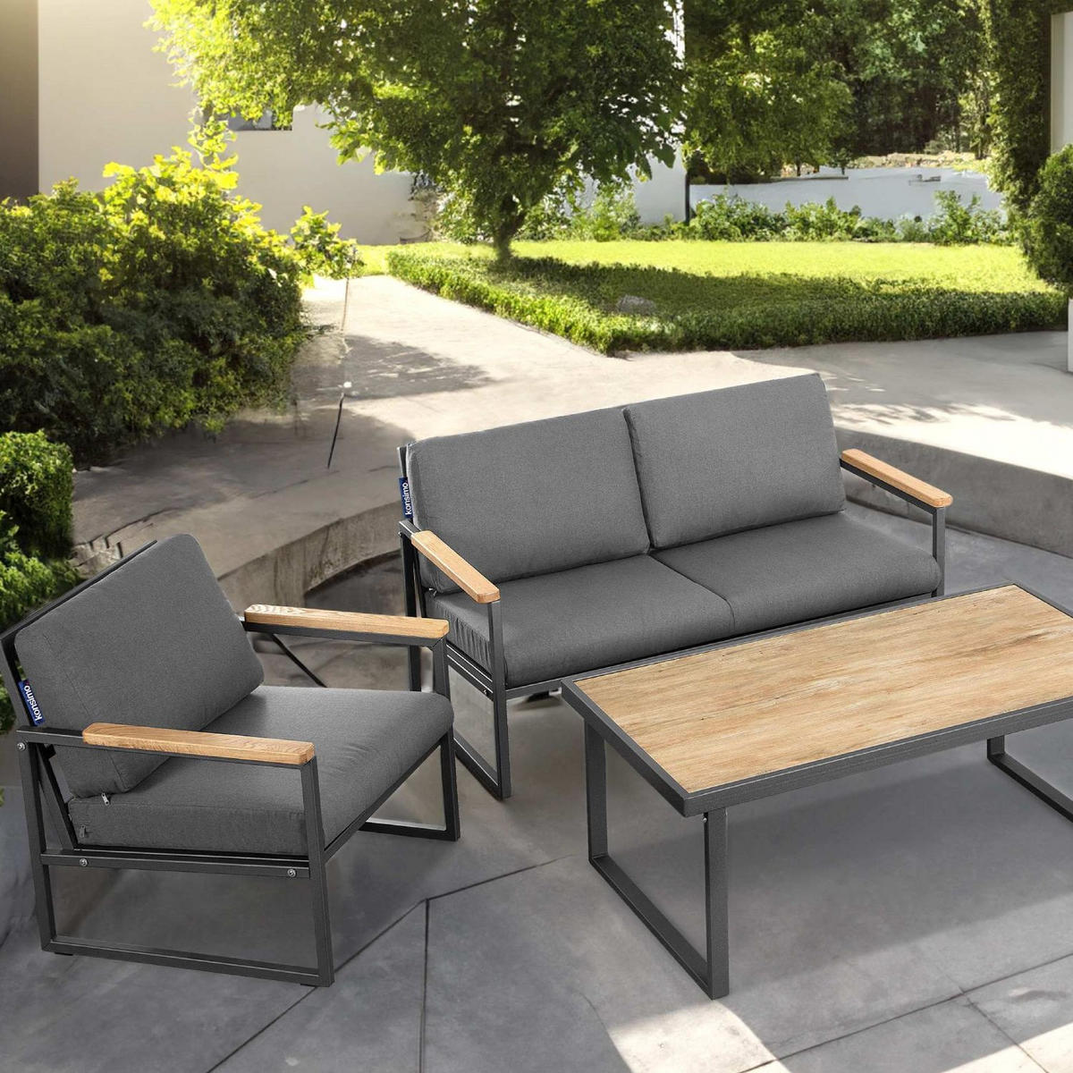 GARTENSESSEL TRIBO Anthrazit/Grau - Anthrazit/Grau, Holz/Textil (70/65/60cm) - KONSIMO®