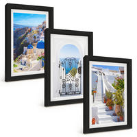 BILDER SET 3er Set - 20x30 cm Schwarzer Rahmen - Santorini-Architektur Oia - Schwarz, Kunststoff (20/30cm) - TULUP