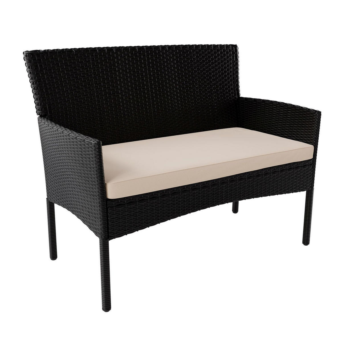 GARTENSET Fort Myers schwarz / cremeweiß inkl. Abdeckung - Creme/Schwarz, Kunststoff/Metall - Juskys